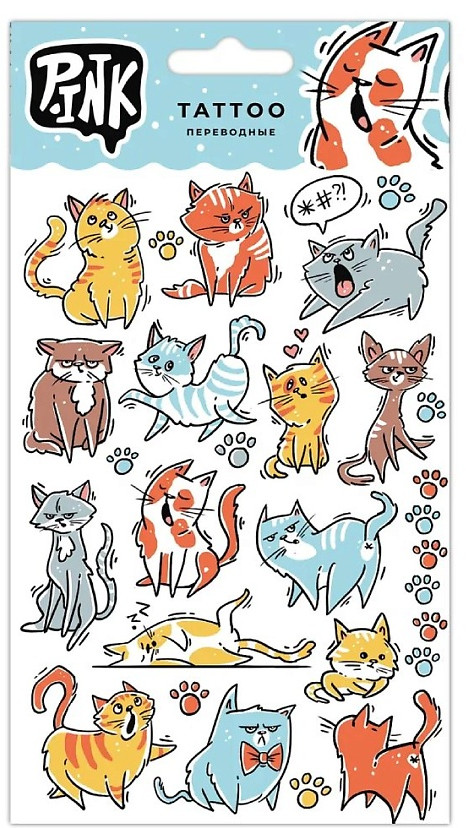Наклейки-тату переводные «Смешные коты» | Pink