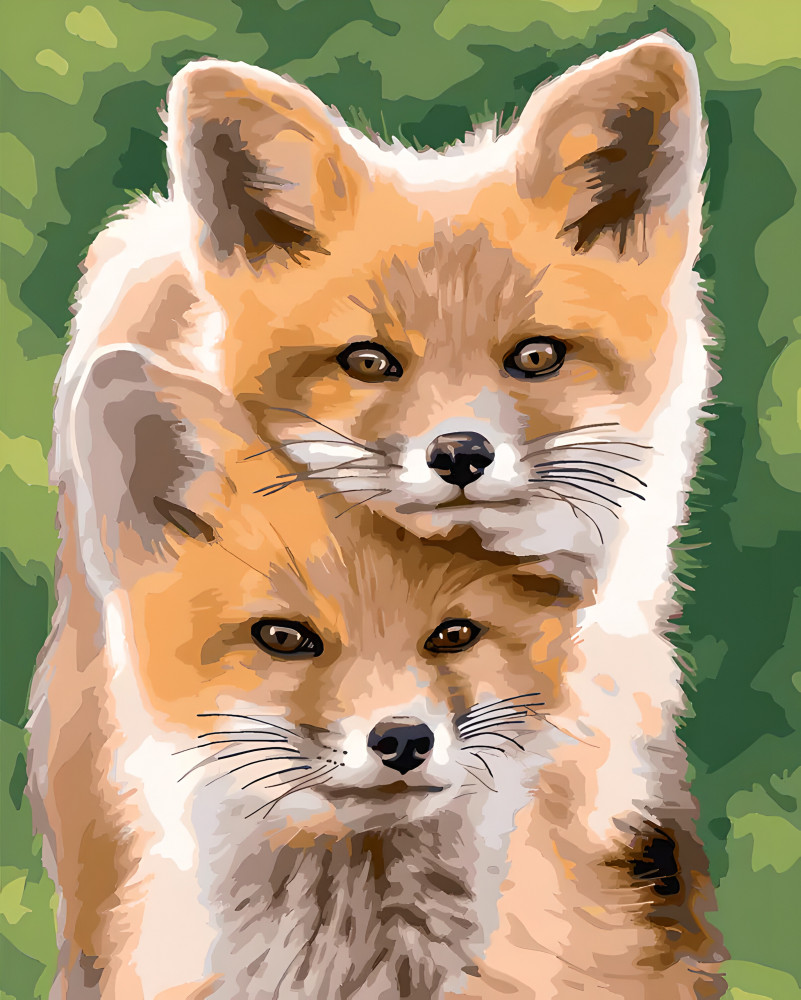 Картина по номерам «Лисята» | Арт Фея