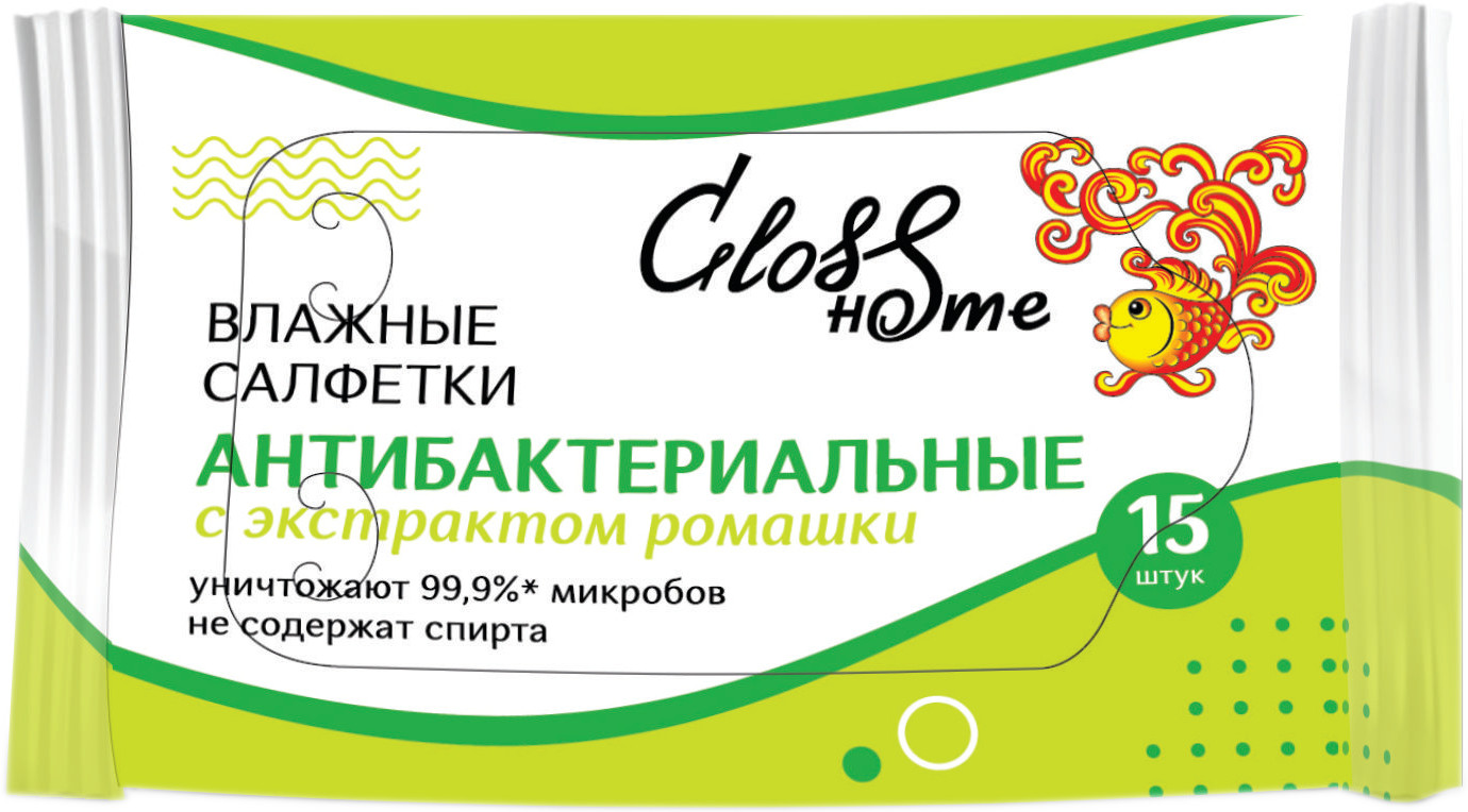 Салфетки влажные антибактериальные с экстрактом ромашки | Gloss Home