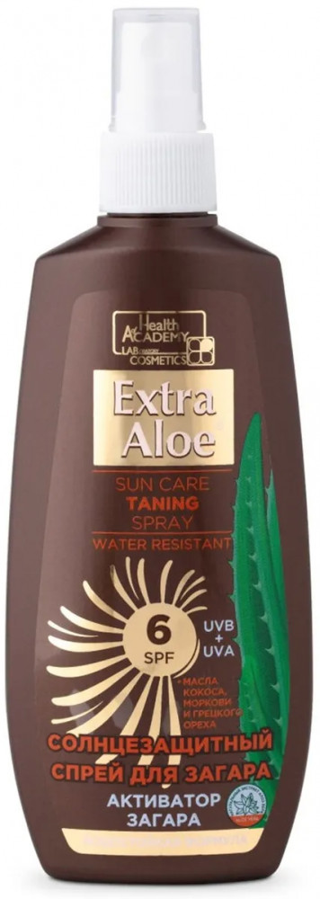 Спрей для легкого загара SPF 6 | Extra Aloe | Health of Academy laboratory cosmetics