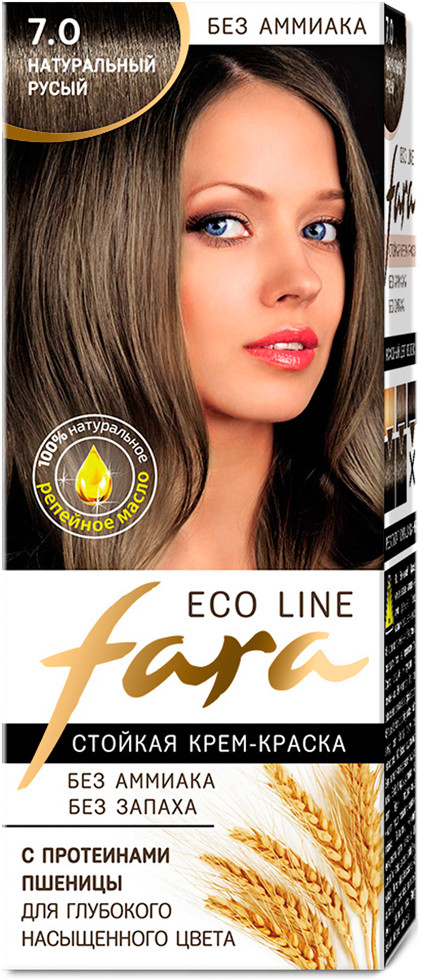 Крем-краска для волос, оттенок 7.0 Натуральный русый | Eco Line | Fara