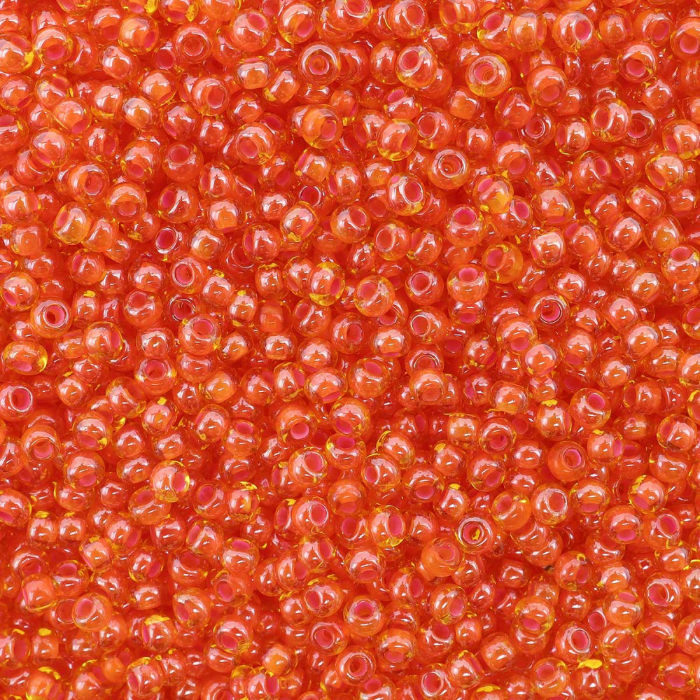 Бисер прозрачный цветной с цветным прокрасом, цвет 81016 желтый с малиновым | Preciosa