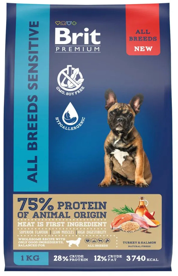 Корм для взрослых собак с чувствительным пищеварением с индейкой и лососем | Brit