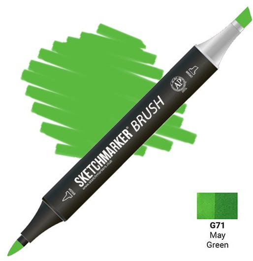 Маркер-кисть двусторонний, G71 Майский зеленый | Sketchmarker Brush | Sketchmarker