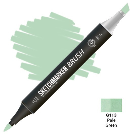 Маркер-кисть двусторонний, G113 Бледно-зеленый | Sketchmarker Brush | Sketchmarker