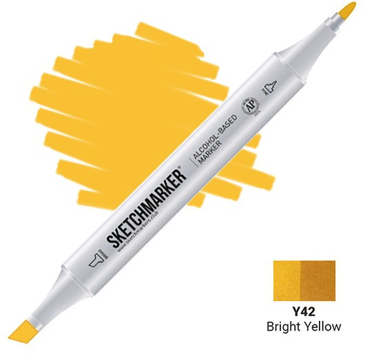 Маркер на спиртовой основе двусторонний, Y42 Яркий желтый | Sketchmarker