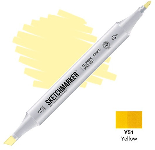 Маркер на спиртовой основе двусторонний, Y51 Желтый | Sketchmarker