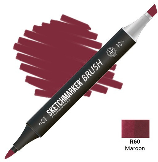Маркер-кисть двусторонний, R60 Темно-бордовый | Sketchmarker Brush | Sketchmarker