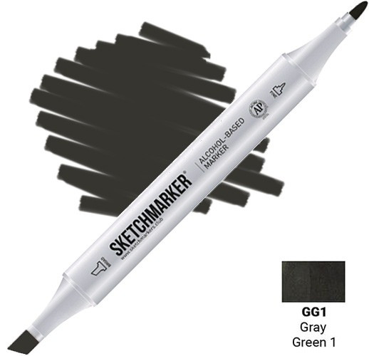 Маркер на спиртовой основе двусторонний, GG1 Серо-зеленый 1 | Sketchmarker