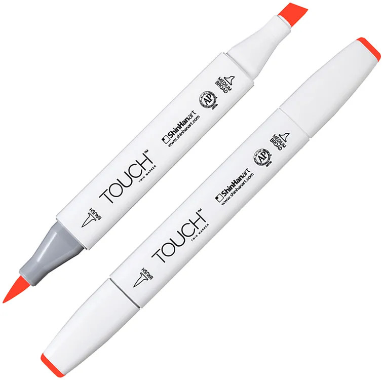 Маркер на спиртовой основе двусторонний, R14 Киноварь | TWIN Brush | Touch