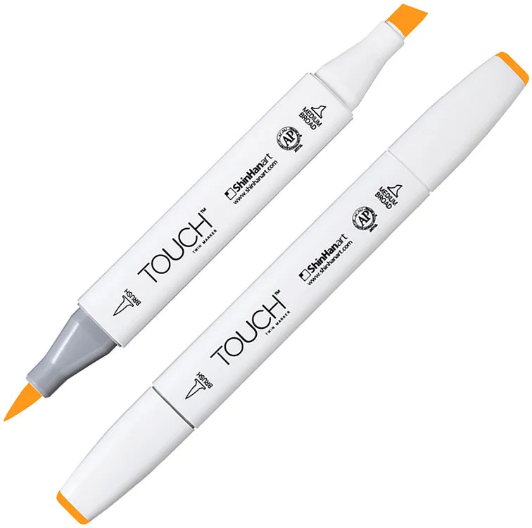 Маркер на спиртовой основе двусторонний, YR24 Желтая календула | TWIN Brush | Touch