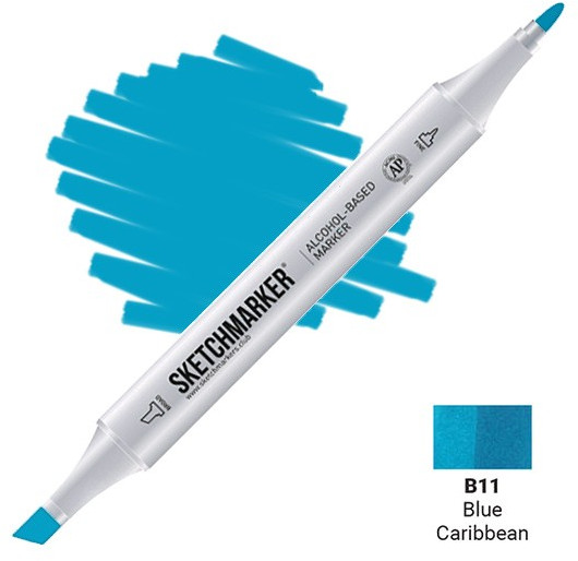 Маркер на спиртовой основе двусторонний, B11 Карибский синий | Sketchmarker