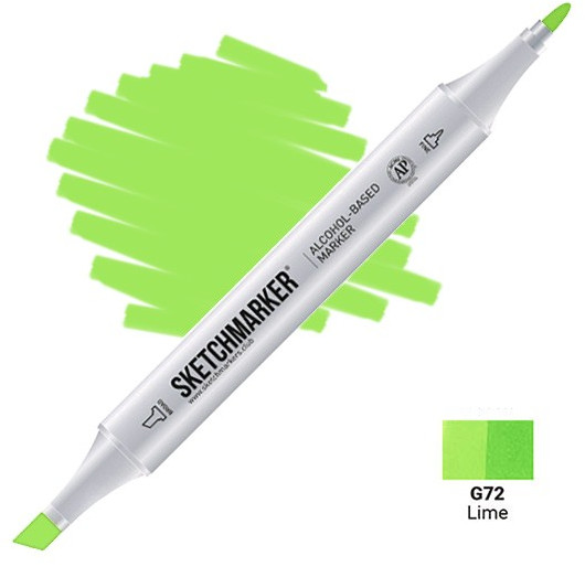Маркер на спиртовой основе двусторонний, G72 Зеленый лайм | Sketchmarker