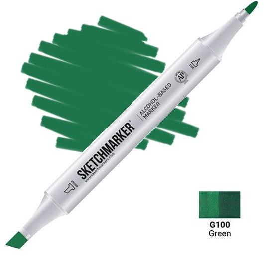 Маркер на спиртовой основе двусторонний, G100 Зеленый | Sketchmarker