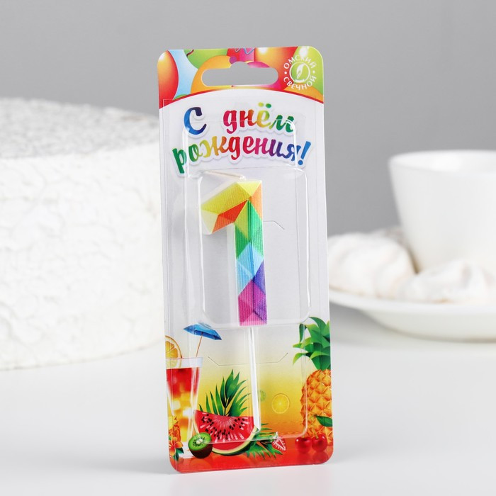 Свеча в торт «Разноцветные грани» | Омский свечной завод