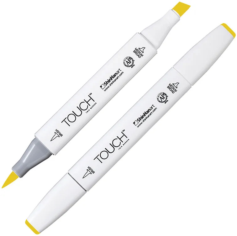 Маркер на спиртовой основе двусторонний, Y44 Зеленый салатовый | TWIN Brush | Touch