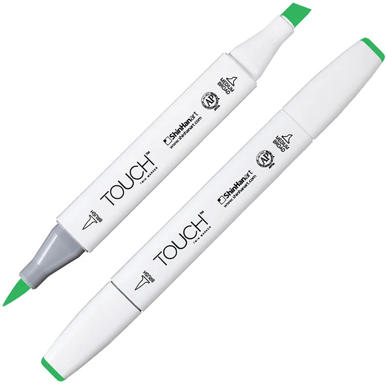 Маркер на спиртовой основе двусторонний, G46 Зеленый яркий | TWIN Brush | Touch