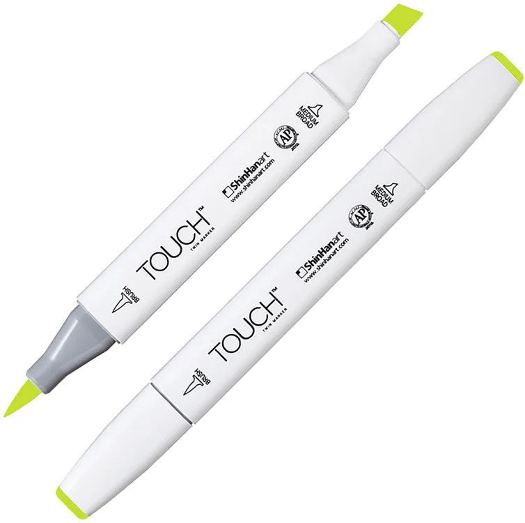 Маркер на спиртовой основе двусторонний, GY48 Желто-зеленый | TWIN Brush | Touch