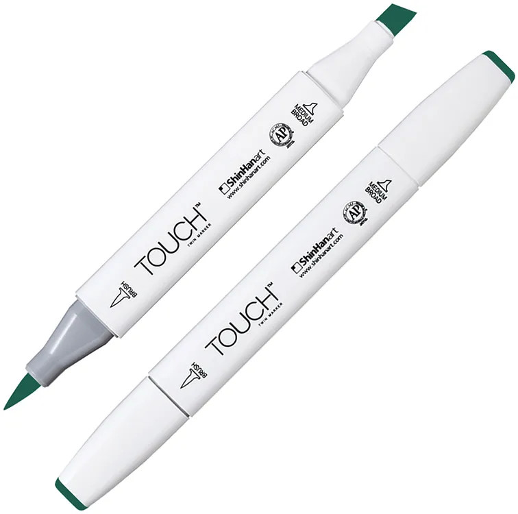 Маркер на спиртовой основе двусторонний, BG51 Зеленый темный | TWIN Brush | Touch