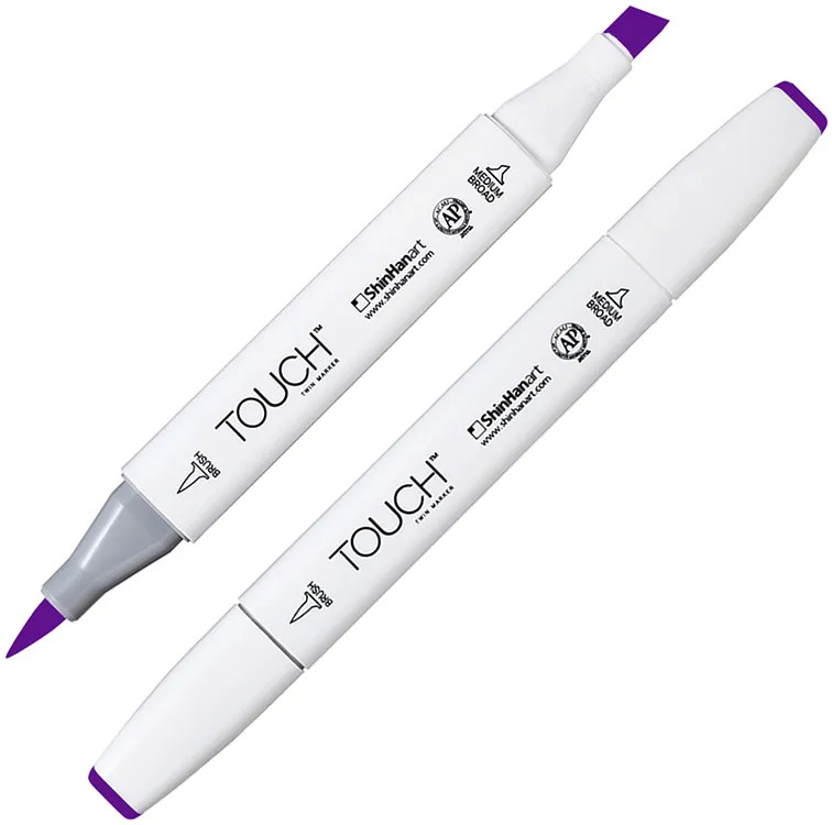 Маркер на спиртовой основе двусторонний, P81 Фиолетовый насыщенный | TWIN Brush | Touch