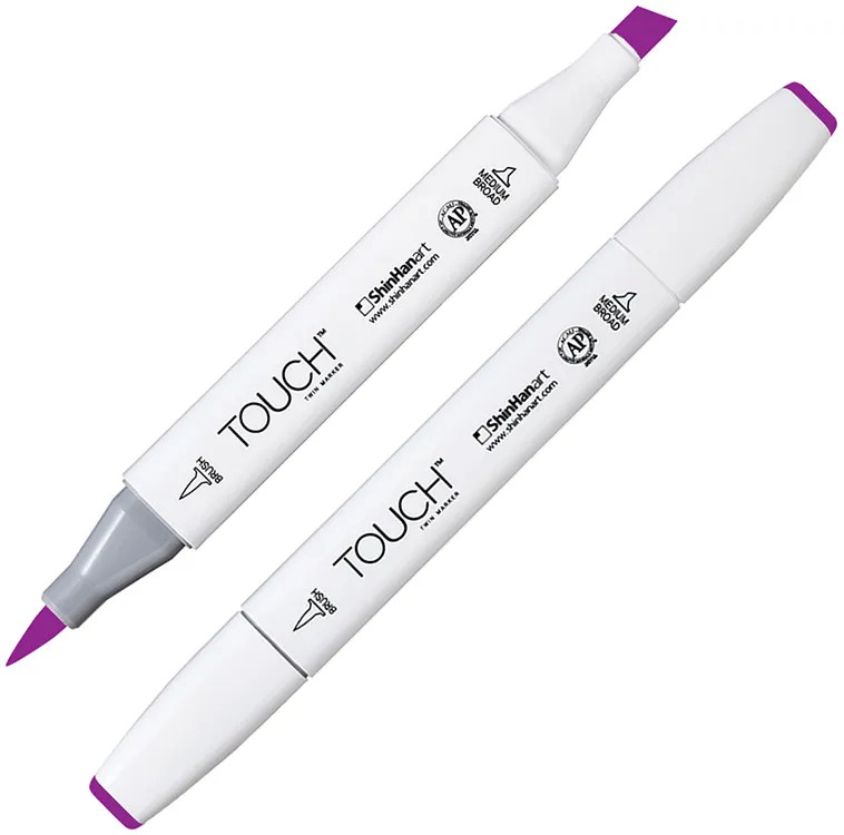 Маркер на спиртовой основе двусторонний, P85 Пурпурный яркий | TWIN Brush | Touch