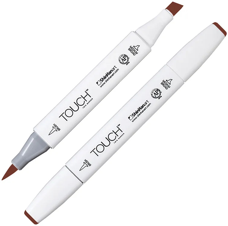 Маркер на спиртовой основе двусторонний, BR91 Коричневый дуб | TWIN Brush | Touch