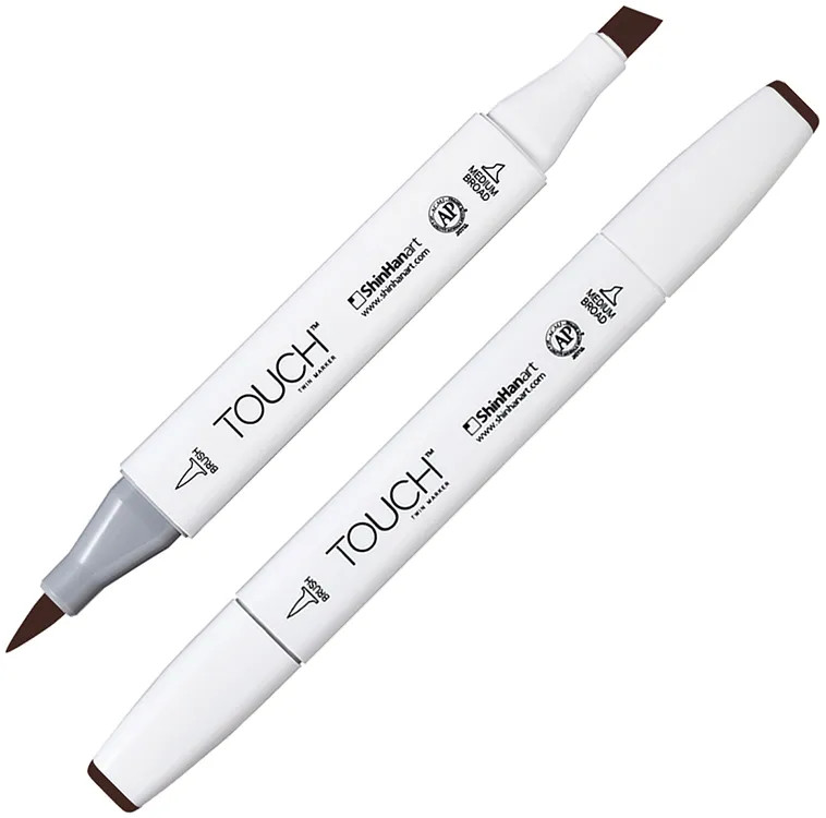 Маркер на спиртовой основе двусторонний, BR98 Коричневый каштановый | TWIN Brush | Touch