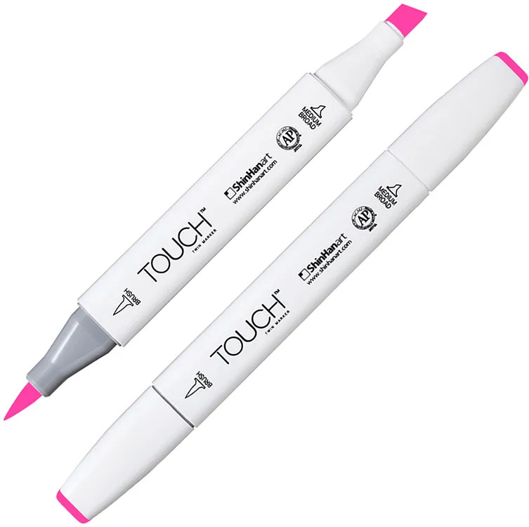 Маркер на спиртовой основе двусторонний, F126 Розовый флуоресцентный | TWIN Brush | Touch