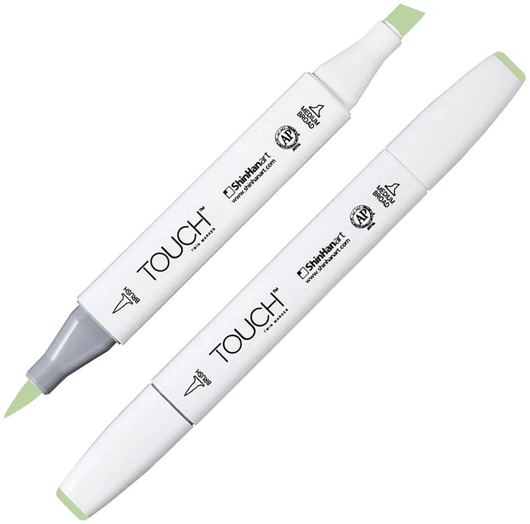 Маркер на спиртовой основе двусторонний, GY175 Зеленый лайм | TWIN Brush | Touch