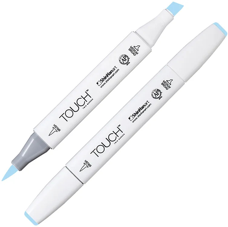 Маркер на спиртовой основе двусторонний, PB185 Синий светлый бледный | TWIN Brush | Touch