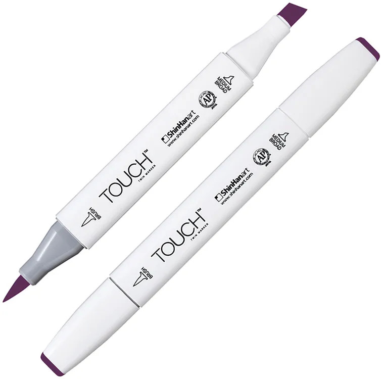 Маркер на спиртовой основе двусторонний, P283 Пурпурный насыщенный | TWIN Brush | Touch