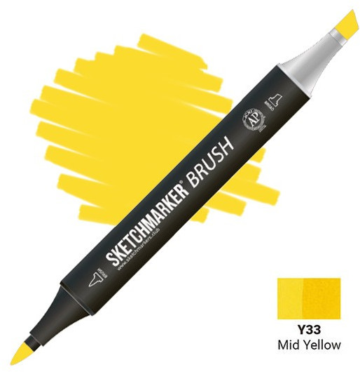 Маркер-кисть двусторонний, Y33 Средний желтый | Sketchmarker Brush | Sketchmarker