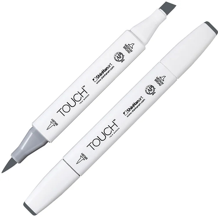 Маркер на спиртовой основе двусторонний, CG8 Серый холодный | TWIN Brush | Touch