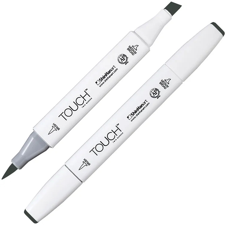 Маркер на спиртовой основе двусторонний, GG9 Зелено-серый | TWIN Brush | Touch