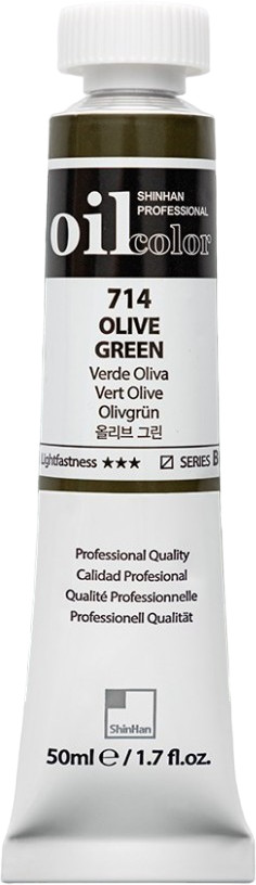 Краска масляная «Oil colour», 714 зелёный оливковый | Professional | ShinHan Art