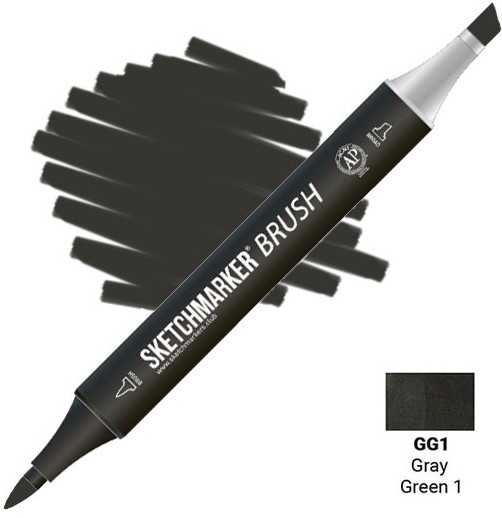 Маркер-кисть двусторонний, GG1 Серо-зеленый 1 | Sketchmarker Brush | Sketchmarker