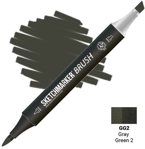 Маркер-кисть двусторонний, GG2 Серо-зеленый 2 | Sketchmarker Brush | Sketchmarker