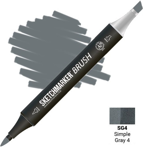 Маркер-кисть двусторонний, SG4 Простой серый 4 | Sketchmarker Brush | Sketchmarker