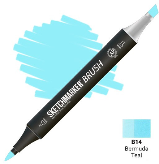 Маркер-кисть двусторонний, B14 Бермудская бирюза | Sketchmarker Brush | Sketchmarker