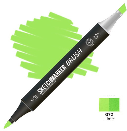 Маркер-кисть двусторонний, G72 Зелёный лайм | Sketchmarker Brush | Sketchmarker