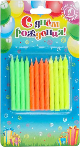 Набор свечей для торта «Красочные» | Омский свечной завод