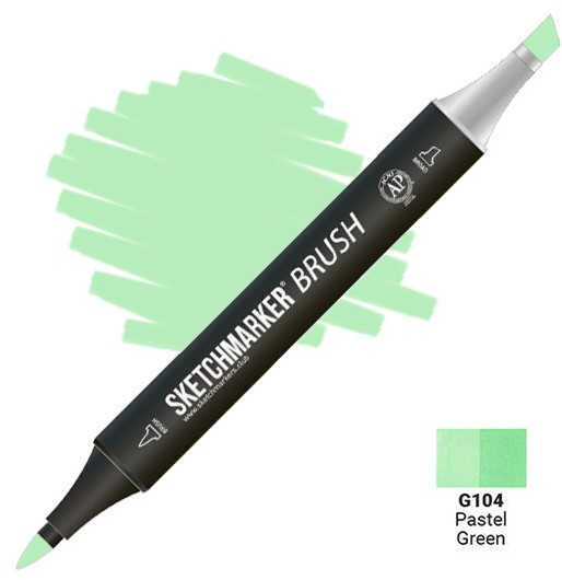 Маркер-кисть двусторонний, G104 Пастельный зелёный | Sketchmarker Brush | Sketchmarker