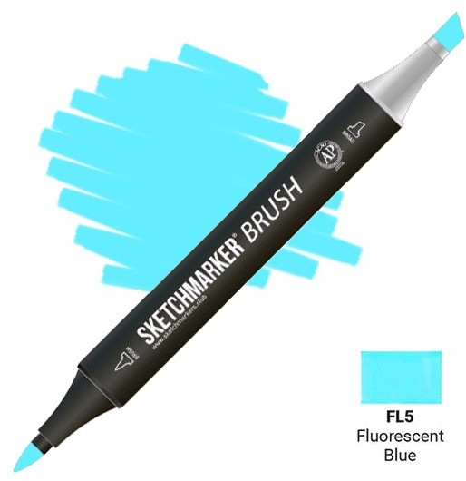 Маркер-кисть двусторонний, FL5 Флуоресцентный синий | Sketchmarker Brush | Sketchmarker