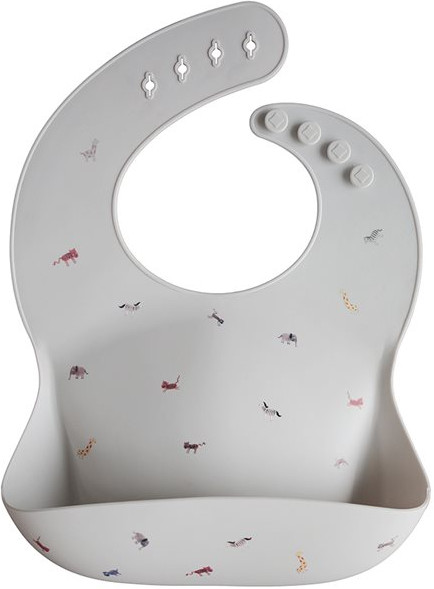 Нагрудник с кармашком «Grey Safari» | Mushie