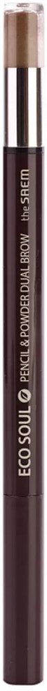 Карандаш-пудра для бровей «Dual Brow», оттенок 02 Deep Brown | Eco Soul | The Saem