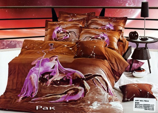 Комплект постельного белья «Рак» (арт. cs591-34, евро, сатин, 2 наволочки 50х70 и 2 наволочки 70х70) | Знаки Зодиака | ТекстильГрупп