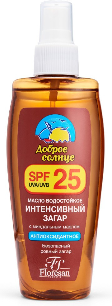 Масло для тела водостойкое «Интенсивный загар» SPF 25 | Floresan