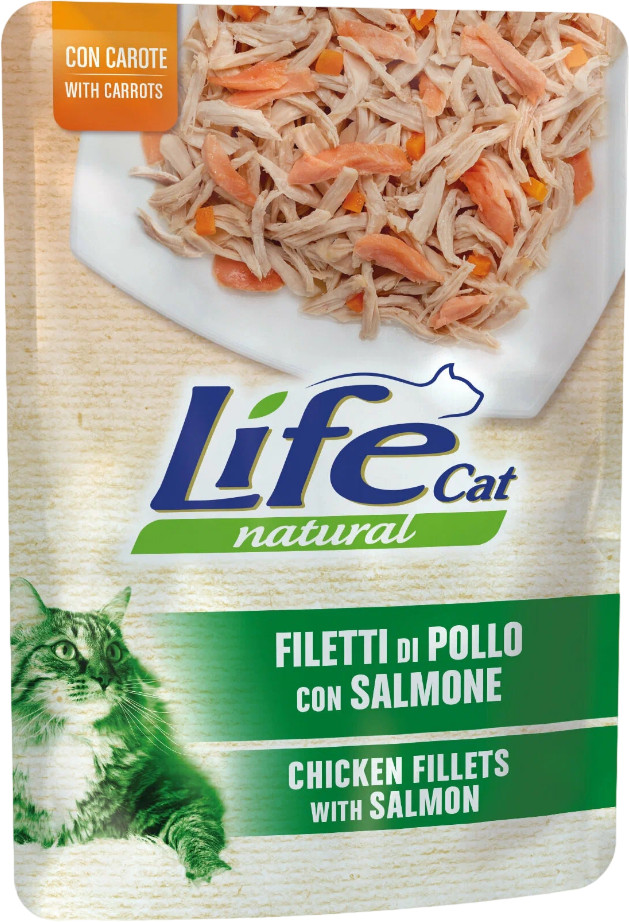 Деликатес для кошек «Курица, лосось в желе» | LifeCat