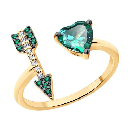 Кольцо из золоченого серебра с фианитами | SOKOLOV