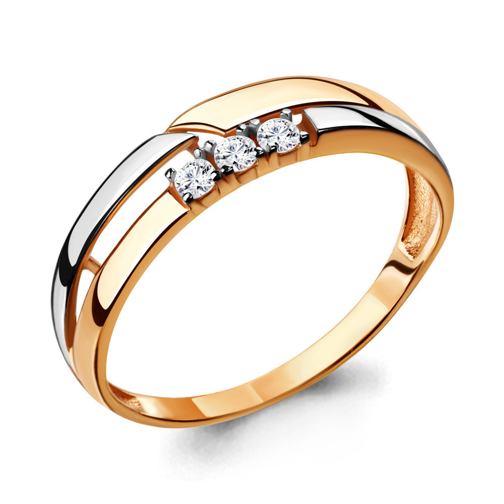 Кольцо из золоченого серебра с фианитами | Aquamarine